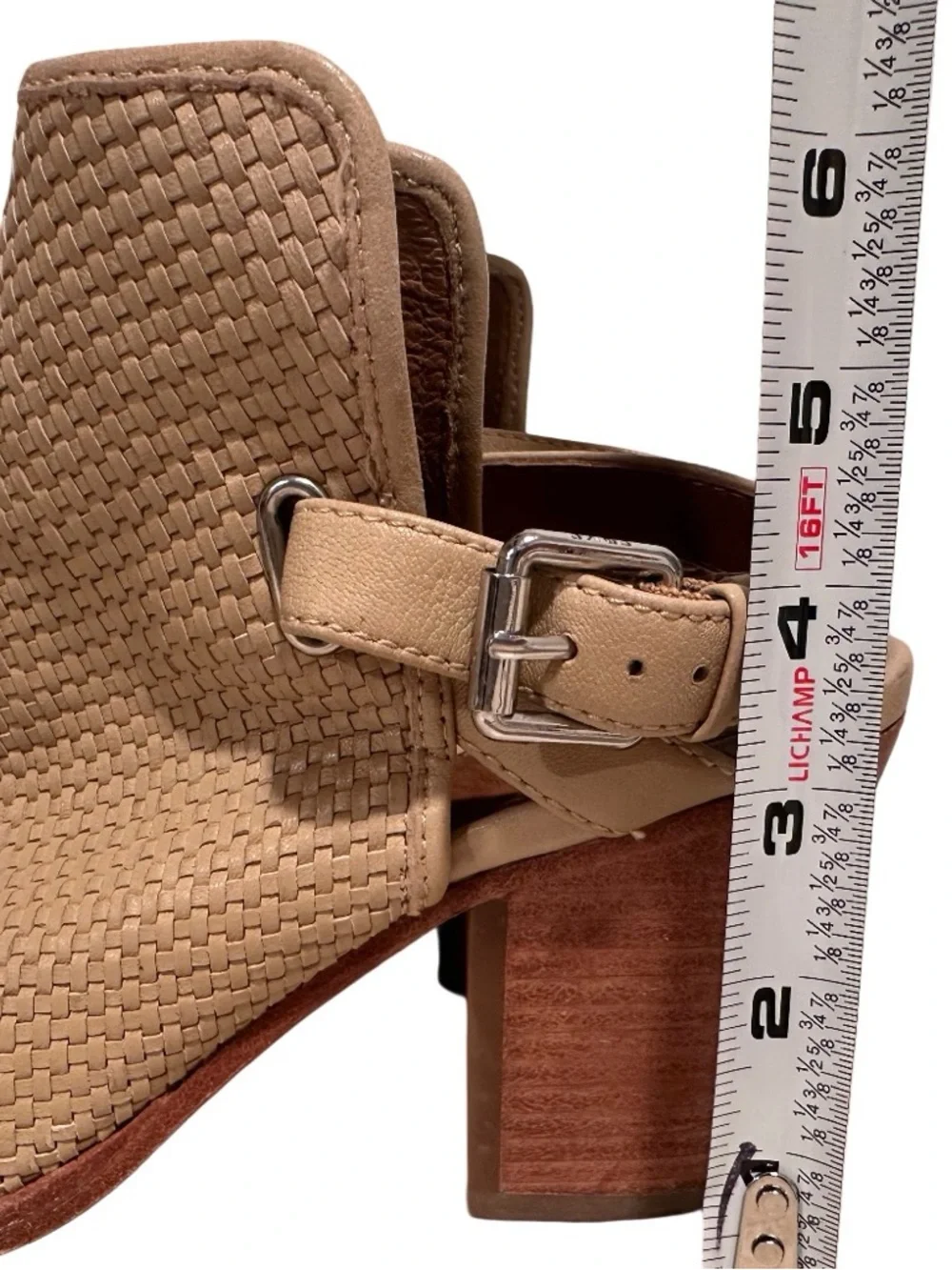 Frye Dani Woven Shield Leather Block Heel Peep Toe Sandals - Tan/Cream/Beige 8.5
